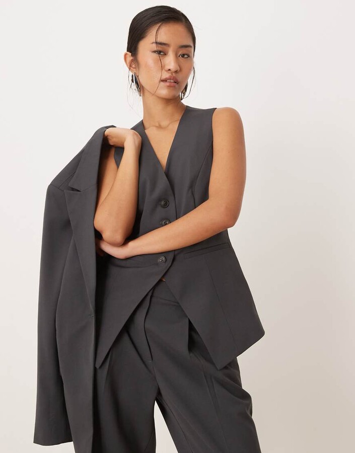 AWARE mix & match tailored vest in dark heather gray