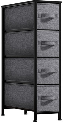Ebern Designs Sorbus 4 Drawers Narrow Dresser with Steel Frame, Wood Top & Fabric Bins