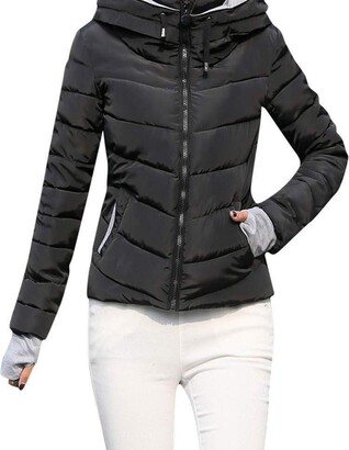 FNKDOR Womens Short Slim Hooded Jackets Coats Thick Outerwear Quilted  Padded Puffer Bubble Parka Jacket (Black - ShopStyle