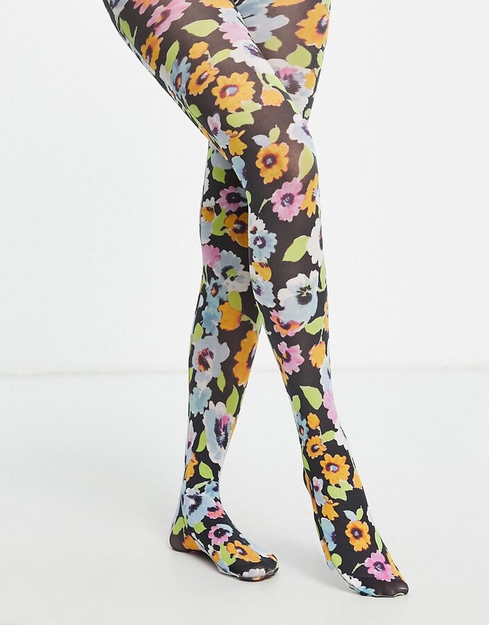 floral print tights