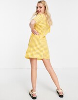 Thumbnail for your product : Monki Maja mini shirt dress in yellow check