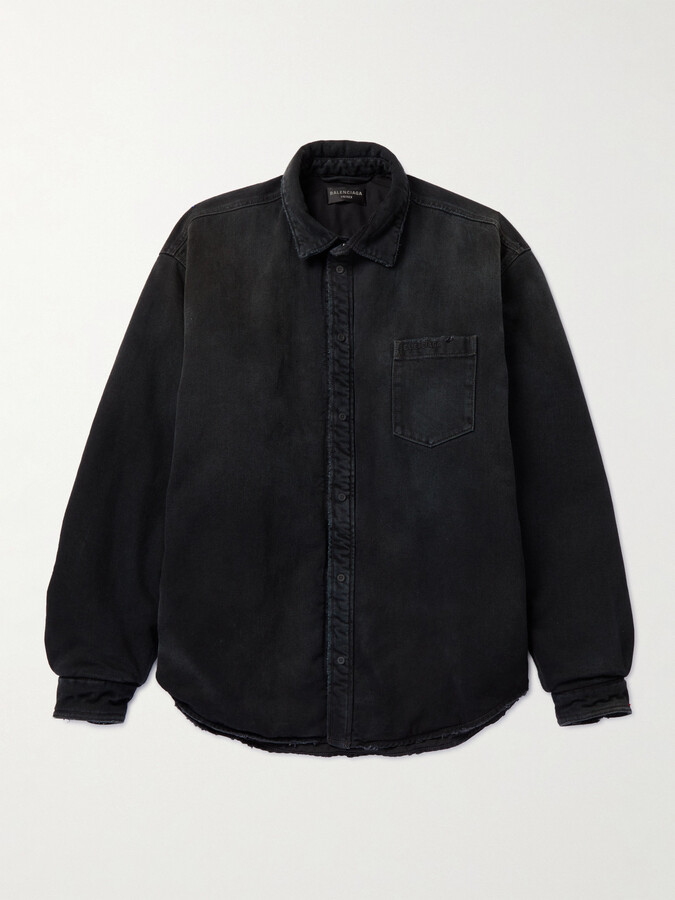 Balenciaga Logo-Embroidered Padded Denim Overshirt ShopStyle