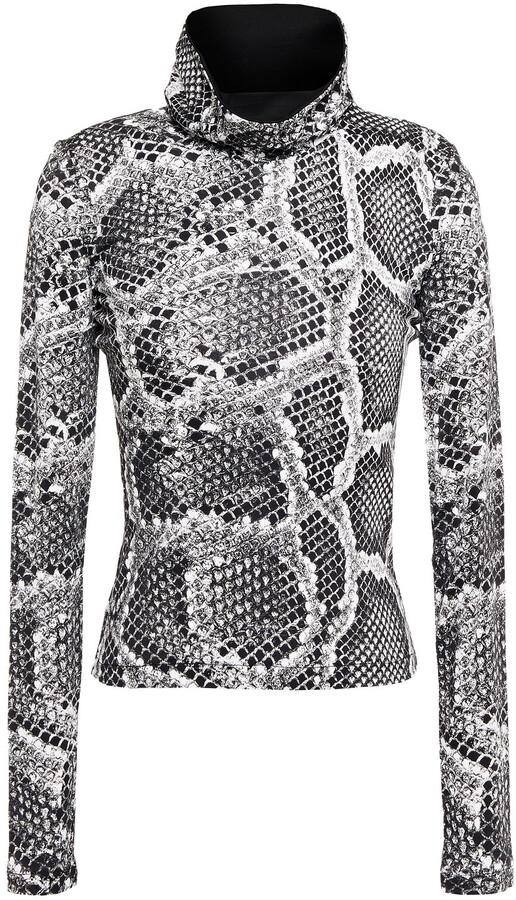 Women Ladies Animal Leopard Print Long Sleeve Turtle Polo High Neck T Shirt Top