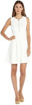 Thumbnail for your product : Vince Camuto White stretch woven zip front fit and flare dress