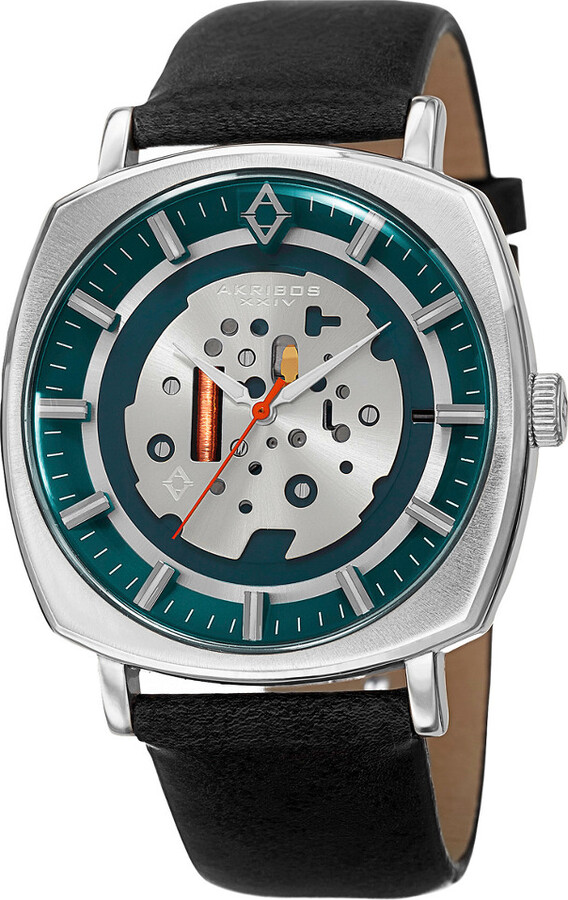 Akribos XXIV Men's Antique Leather Strap Watch