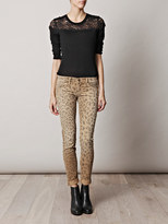 Thumbnail for your product : Current/Elliott Leopard corduroy low-rise skinny jeans