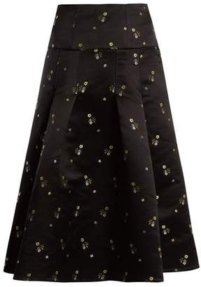 Erdem Gael Duchess Satin A Line Skirt - Womens - Black Multi