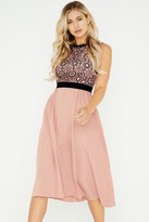 Thumbnail for your product : Little Mistress Ariane Apricot Crochet Lace Midi Dress
