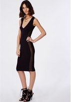 Thumbnail for your product : Missguided Jersey Mesh Detail Midi Dress Black