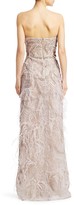 Thumbnail for your product : Marchesa Feather-Trim Strapless Column Gown