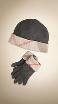 Thumbnail for your product : Burberry Cotton Cashmere Gloves and Beanie Set