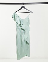 Thumbnail for your product : Lipsy ruffle off shoulder dress in green