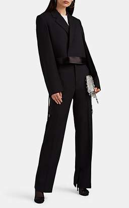 Helmut Lang Women's Satin-Trimmed Wool-Mohair Wide-Leg Tuxedo Trousers - Black