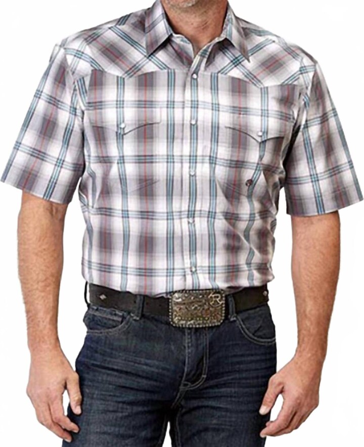 Roper Men's Snap Western Shirt In Grey