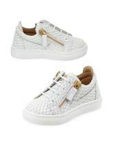 Thumbnail for your product : Giuseppe Zanotti Snake-Embossed Leather Low-Top Sneakers, Toddler