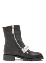 Thumbnail for your product : Alexander McQueen Calfskin Leather Boots in Black & Silver