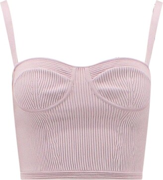 Alexander McQueen Ribbed Cropped Bustier Top - ShopStyle