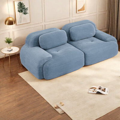 Wrought Studio Modern 82'' Corduroy Sofas Curved Armrests With Anti-slip Design For Living Rooms