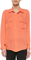 Thumbnail for your product : L'Agence Long-Sleeve Two-Pocket Silk Blouse, Carrot