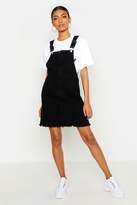 Thumbnail for your product : boohoo O Ring Zip Washed Black Denim Pinafore Dress