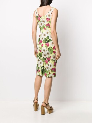 Dolce & Gabbana Rose Print Charmeuse Midi Dress