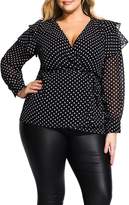 Thumbnail for your product : City Chic Polka Dot Wrap Top