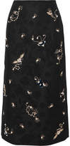 Erdem - Maira Embroidered Cotton-blend Jacquard Pencil Skirt - Black