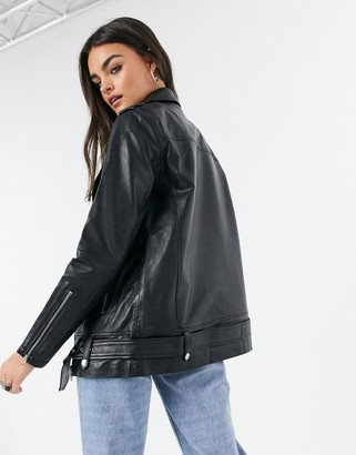 leather jacket longline