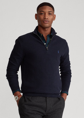 polo ralph lauren half zip cotton knit jumper