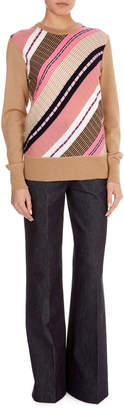 Victoria Beckham Multi-Stripe Wool Crewneck Sweater