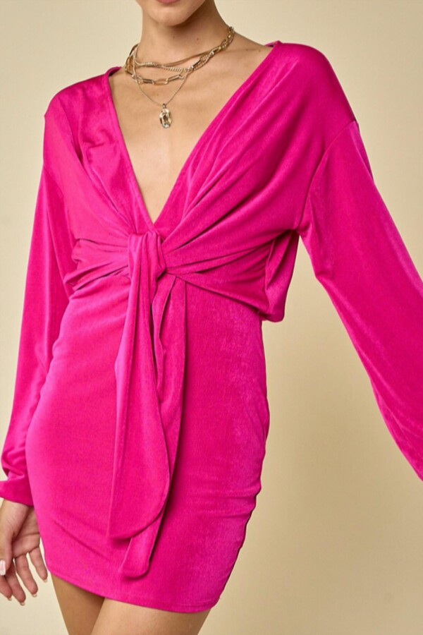 Blue Blush Wrap Mini Dress In Magenta