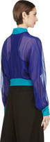 Thumbnail for your product : Yohji Yamamoto Blue Silk Crepe Cropped Jacket
