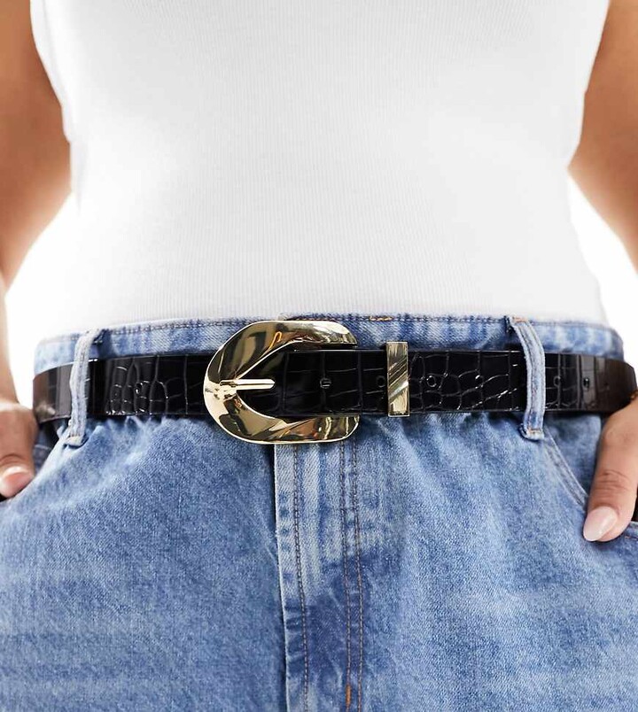 ASOS Curve ASOS DESIGN Curve croc chain link buckle waist and hip