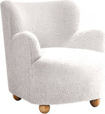 Wrought Studio Contemporary Accent Chair With Curved Backrest, Slope Arms, And Floating Ball Feet For Modern Interiors.