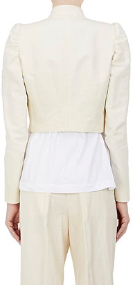 Dries Van Noten Women's Bach Puff-Shoulder Cotton-Linen Crop Jacket