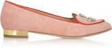 Thumbnail for your product : Charlotte Olympia Year of the Dog suede slippers