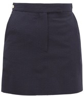 Thumbnail for your product : Thom Browne Tonal-striped Wool Seersucker Mini Skirt - Navy
