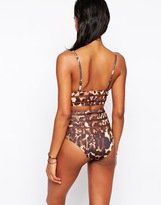 Thumbnail for your product : ASOS Leopard Print Burn Out High Waist Bikini Pant