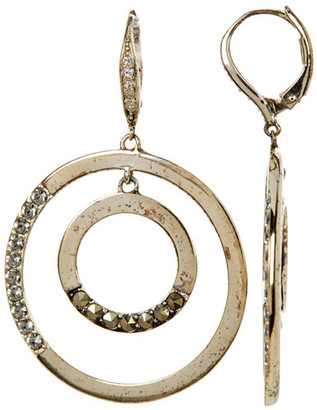 Judith Jack Sterling Silver Gemstone Detail Double Open Circle Drop Earrings