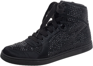 Gucci Black Satin Crystal Embellished Coda High Top Sneakers Size 39 -  ShopStyle