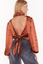 Thumbnail for your product : Nasty Gal Womens Satin My Car Open Back Blouse - Black - 10