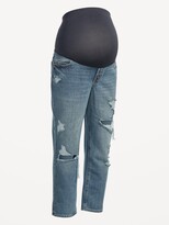 Thumbnail for your product : Old Navy Maternity Full Panel Slouchy Straight Ripped Cropped Jeans