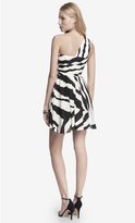 Thumbnail for your product : Express Zebra Print One Shoulder Ruched Dress