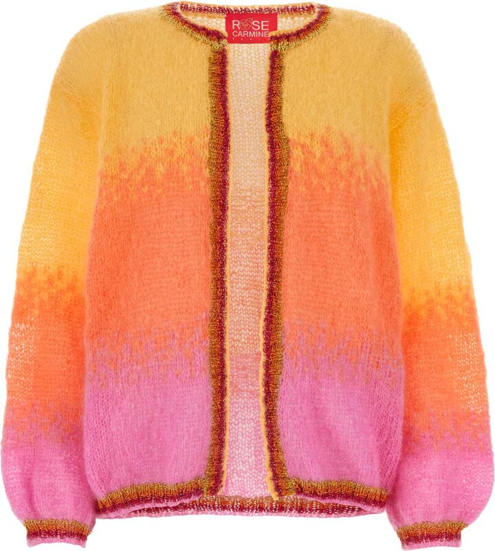 Rose　Essential Mohair Blend Cardigan Rose Carmine Multicolor Mohair Blend Cardigan - ShopStyle