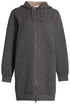 Thumbnail for your product : Brunello Cucinelli Cashmere-Blend Long-Line Zip Hooded Cardigan