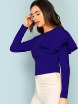 Thumbnail for your product : Shein Side Tiered Ruffle Shoulder Top