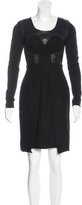 Thumbnail for your product : Marios Schwab Perforated Leather Long Sleeve Dress