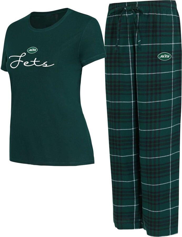 Concepts Sport Women's New York Jets Vector T-Shirt Flannel Pants Sleep Set - Green, Black