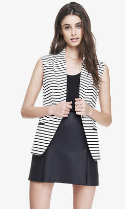 Express Black And White Striped Suit Vest
