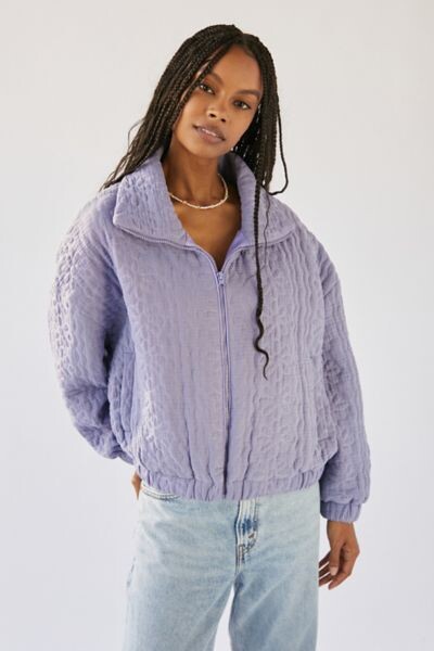 Purple Urban Outfitters Harrington Jacket Uo Quilted Harrington